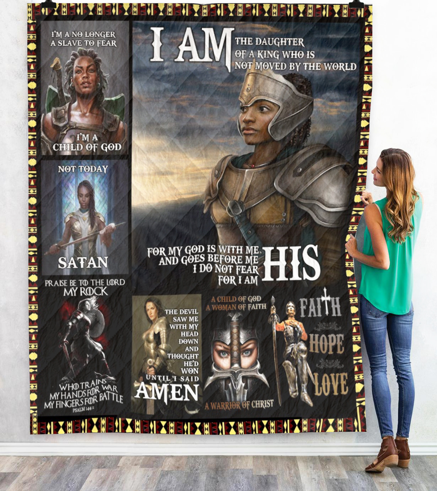 4. African American Warrior In The Armor Of God Quilt HHW 3D Full